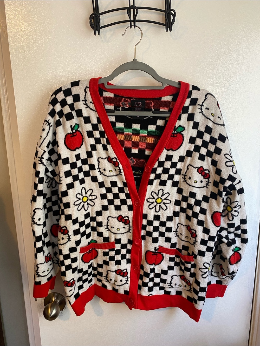 Box Lunch Hello Kitty Black & White Checker Cardigan